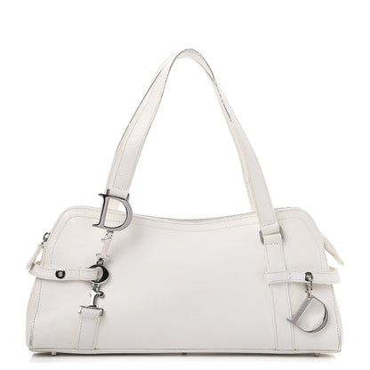 Christian Dior Calfskin Logo Charms Boston White 1 of 14
