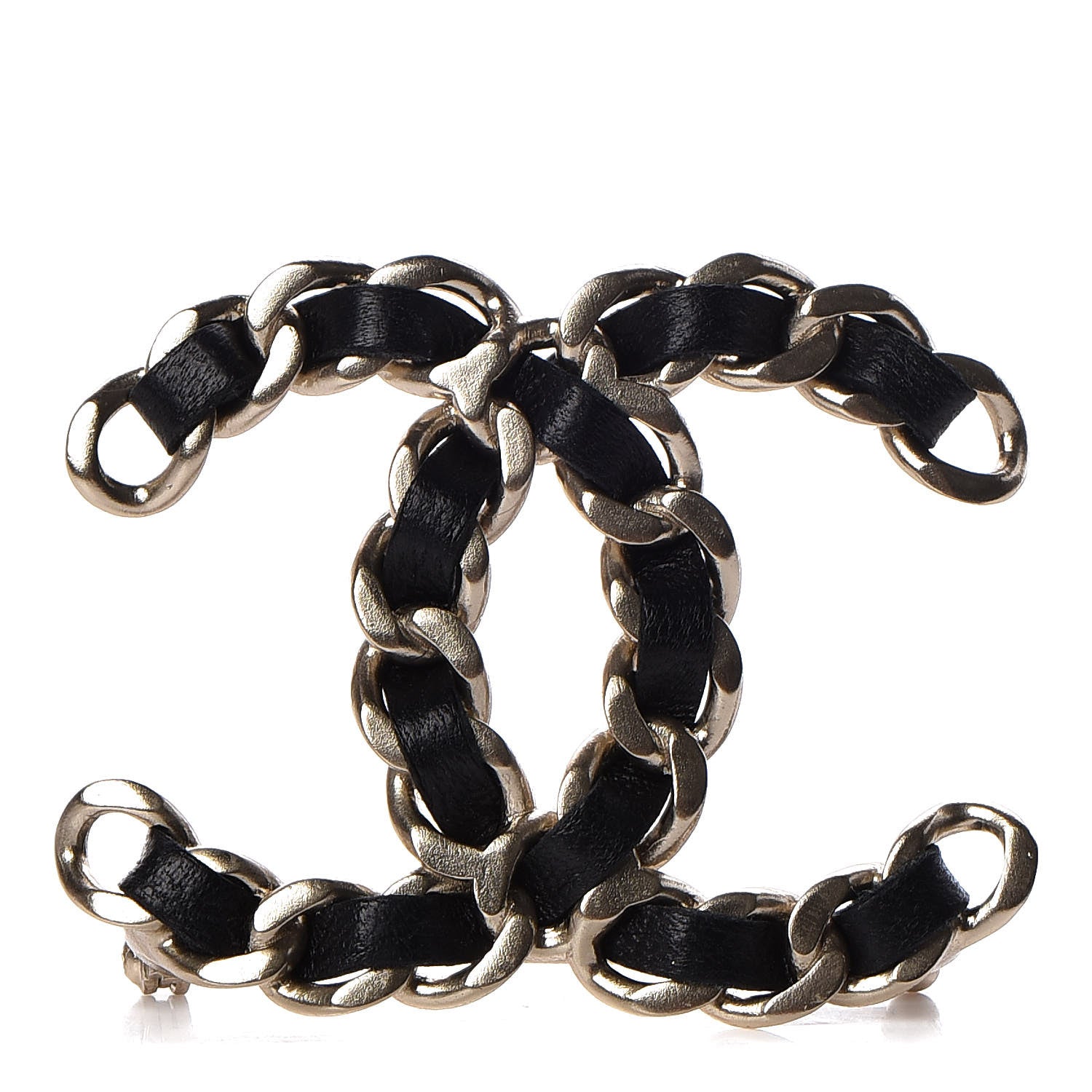 Chanel Lambskin Chain CC Brooch Black Gold 1 of 6