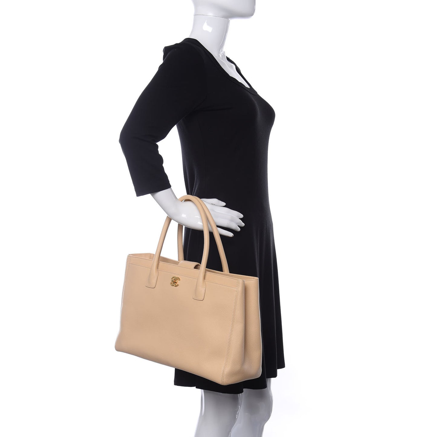 Calfskin Cerf Executive Shopper Tote Beige Clair
