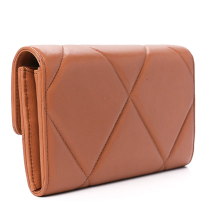 Chanel Lambskin Quilted Chanel 19 Flap Wallet Brown 3 of 12