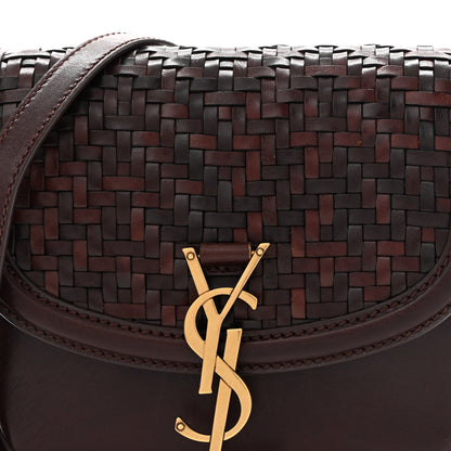 Saint Laurent Calfskin Monogram Woven Small Kaia Satchel Burnt Brown 7 of 9