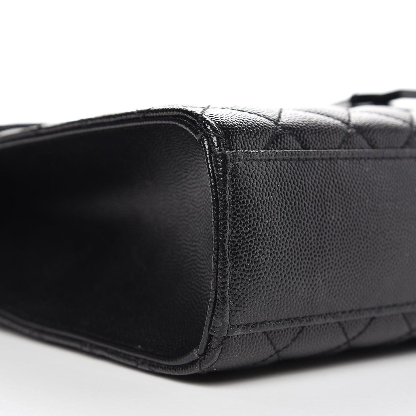 Grain De Poudre Textured Mixed Matelasse Large Triquilt Monogram Monochrome Satchel Black
