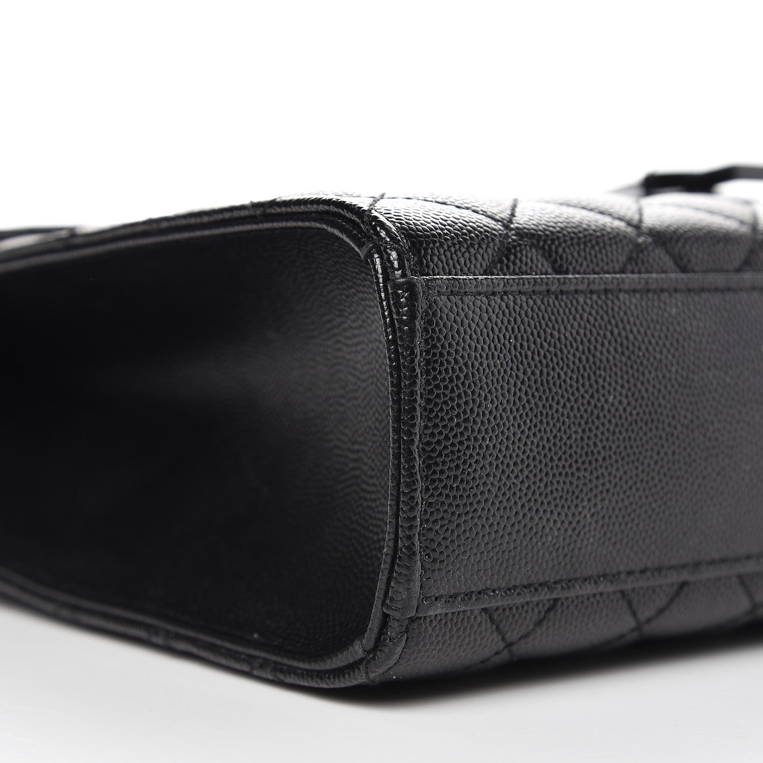 Saint Laurent Grain De Poudre Textured Mixed Matelasse Large Triquilt Monogram Monochrome Satchel Black 11 of 13
