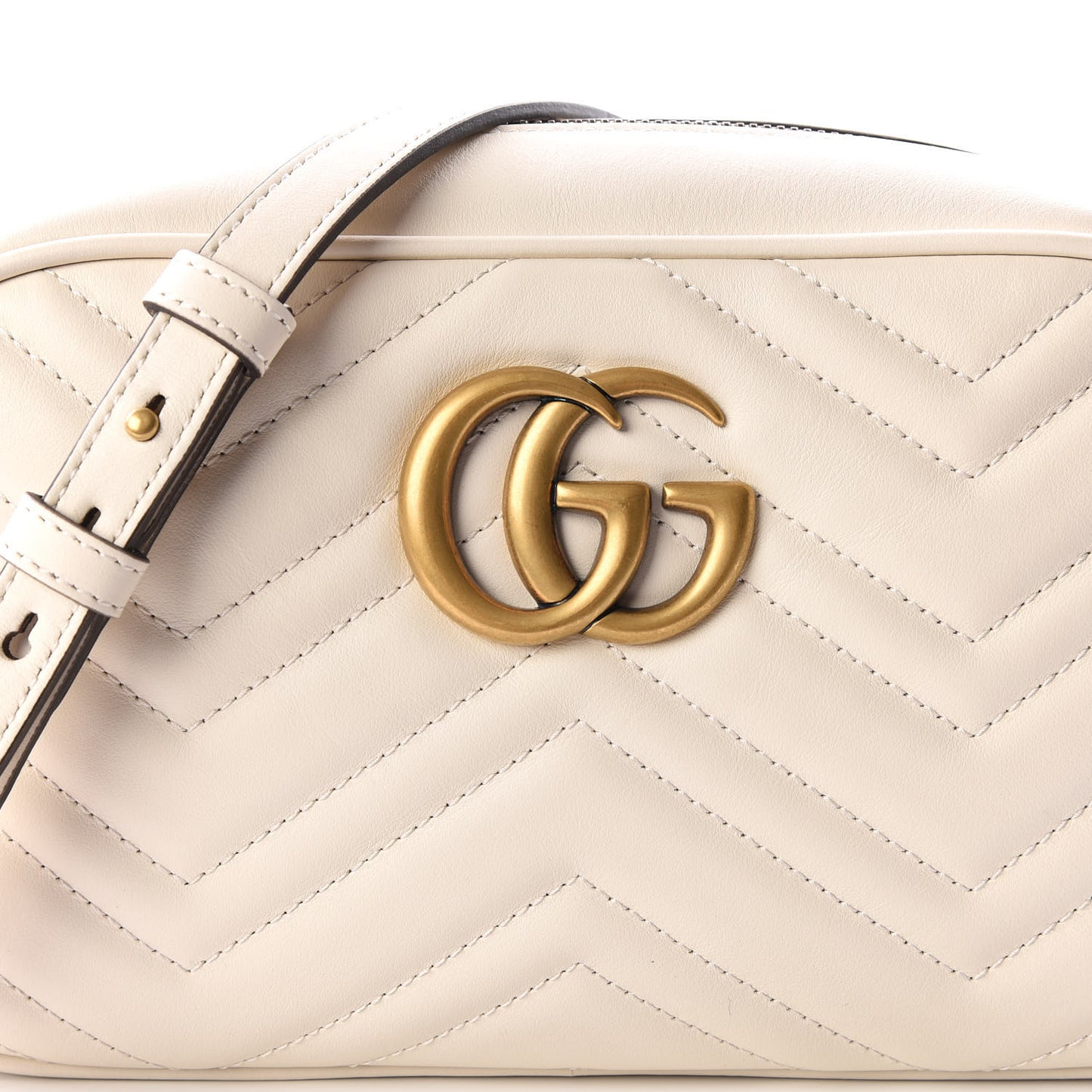 Calfskin Matelasse Small GG Marmont Chain Shoulder Bag White