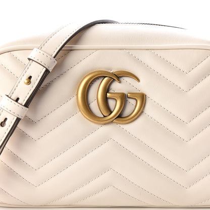 Gucci Calfskin Matelasse Small GG Marmont Chain Shoulder Bag White 10 of 11