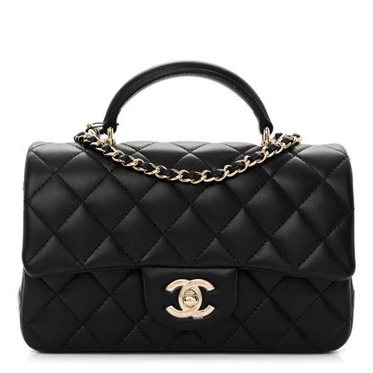 Chanel Lambskin Quilted Mini Top Handle Rectangular Flap Black 1 of 10