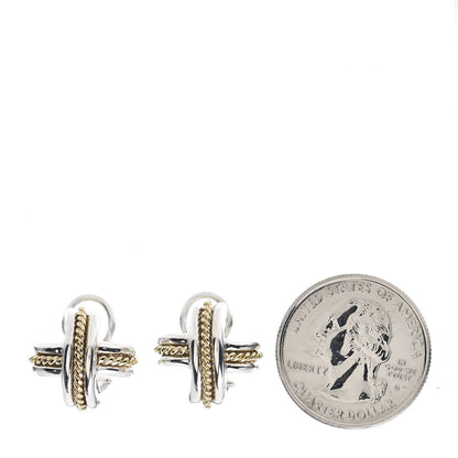 Tiffany Sterling Silver 18K Yellow Gold Signature X Clip On Earrings 2 of 4