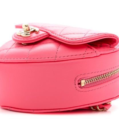 Chanel Lambskin Quilted CC In Love Heart Waist Belt Bag With Chain Pink 10 of 12