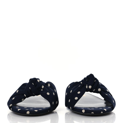 Saint Laurent Canvas Polka Dot Bianca Slide Sandals 36 Blue 2 of 9