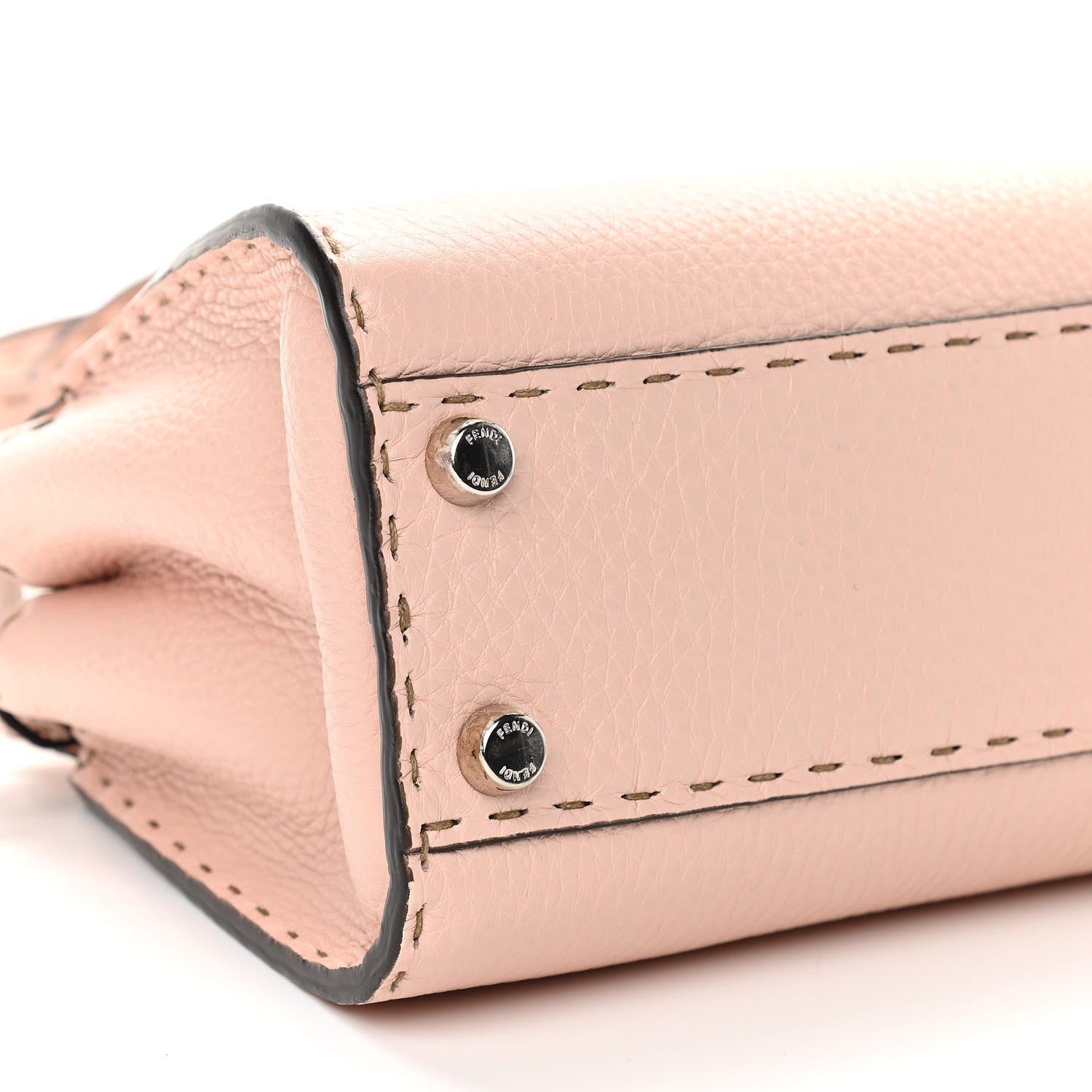 Fendi Cuoio Romano Selleria Bi-Color Mini Peekaboo Iconic Satchel Cipria Latte 9 of 11
