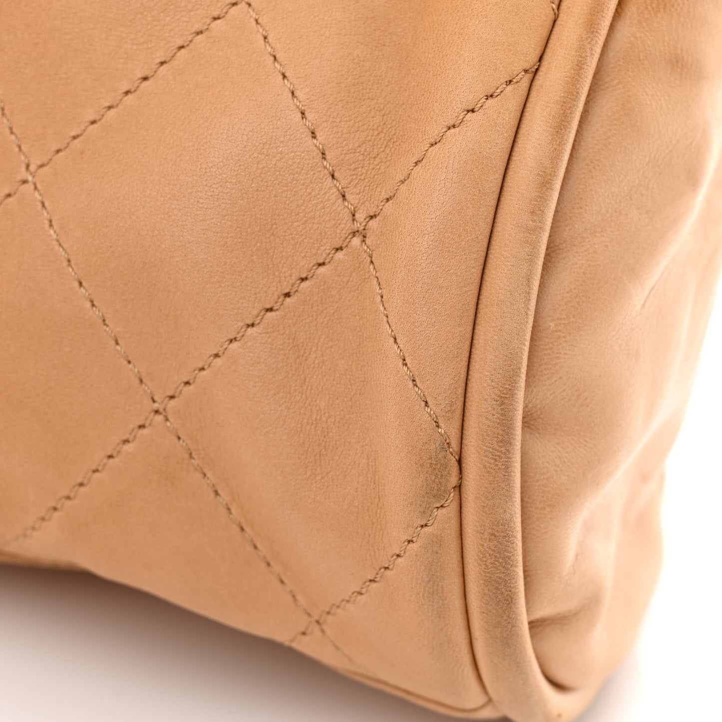 Lambskin Stitched Medium Ultimate Soft Tote Beige