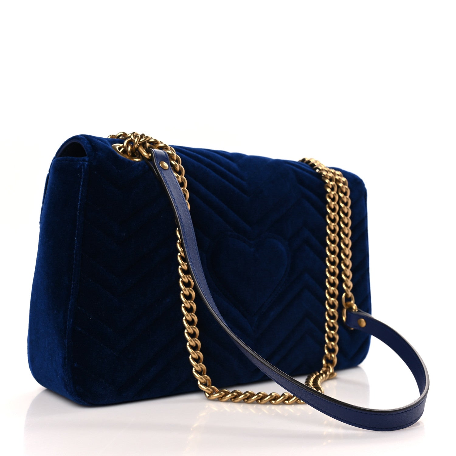 Gucci Velvet Matelasse Medium GG Marmont Shoulder Bag Cobalt Blue 3 of 9