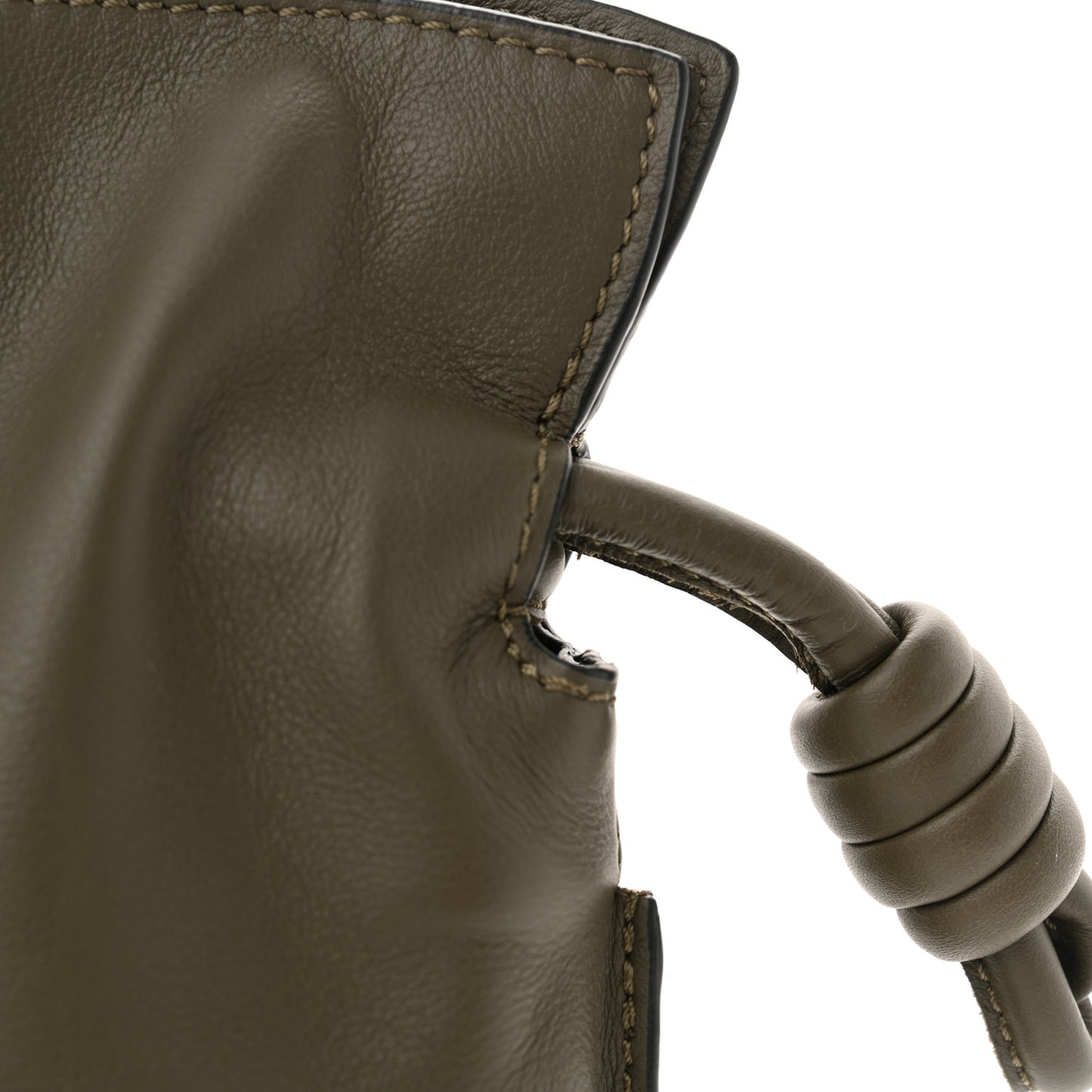 Calfskin Mini Flamenco Knot Clutch Vintage Khaki