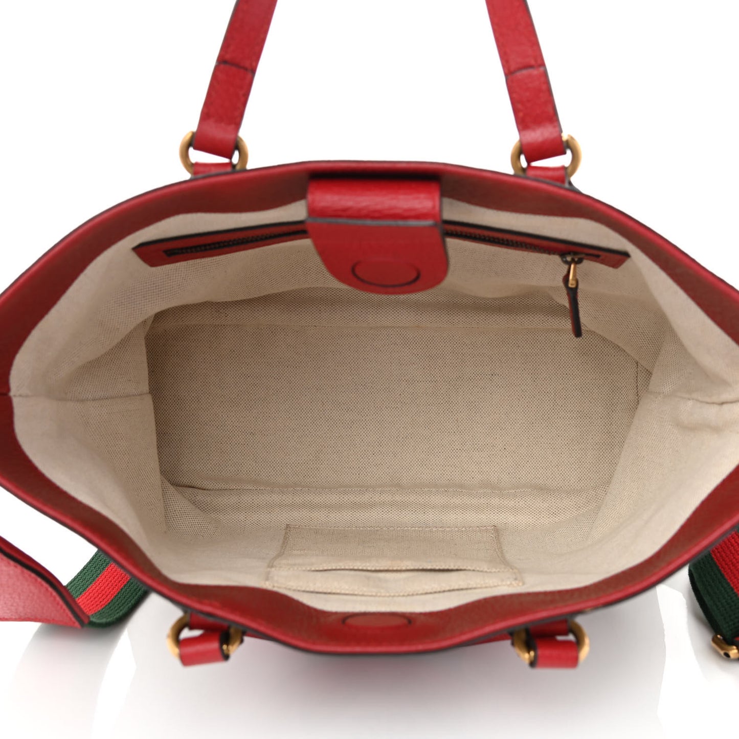 Soft GG Supreme Monogram Web Bosco Patch Small Crossbody Tote Beige Malva Hibiscus Red