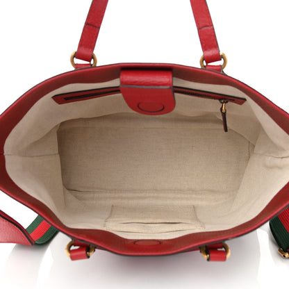 Gucci Soft GG Supreme Monogram Web Bosco Patch Small Crossbody Tote Beige Malva Hibiscus Red 5 of 9