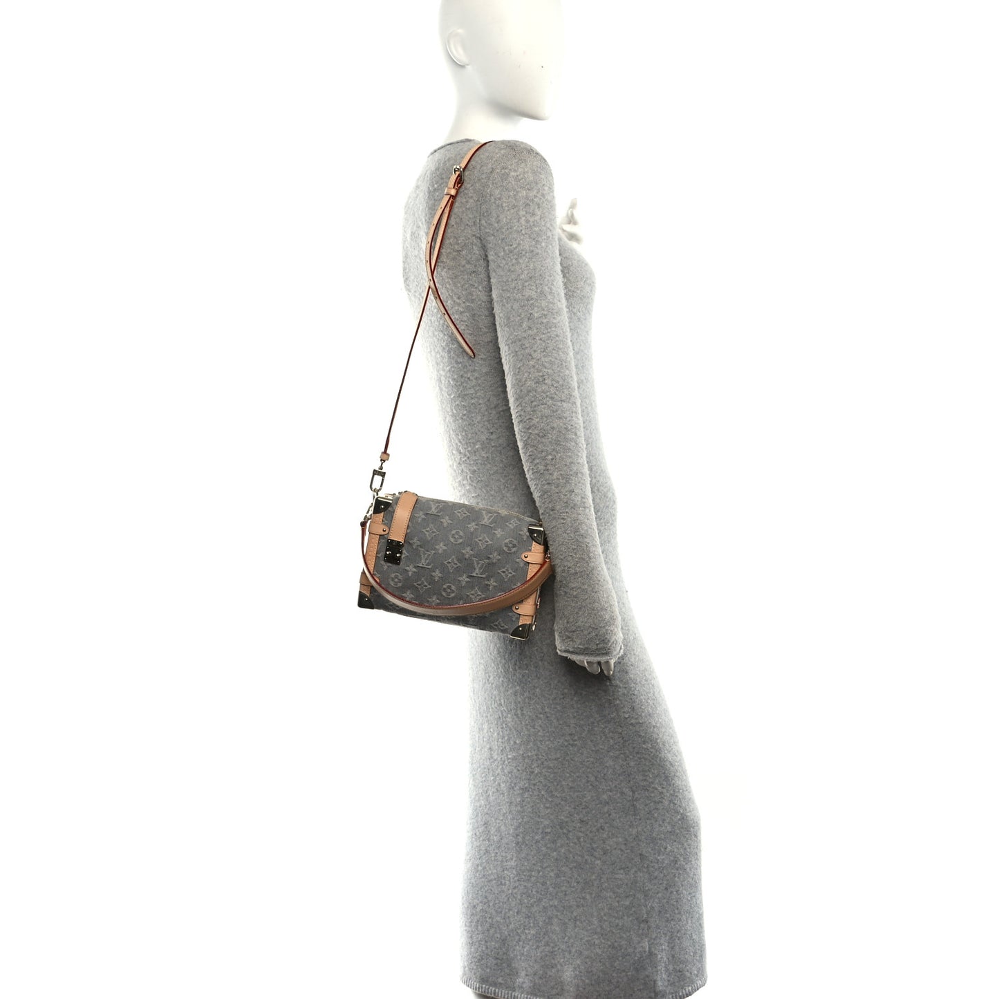 Monogram Denim Side Trunk MM Washed Gray