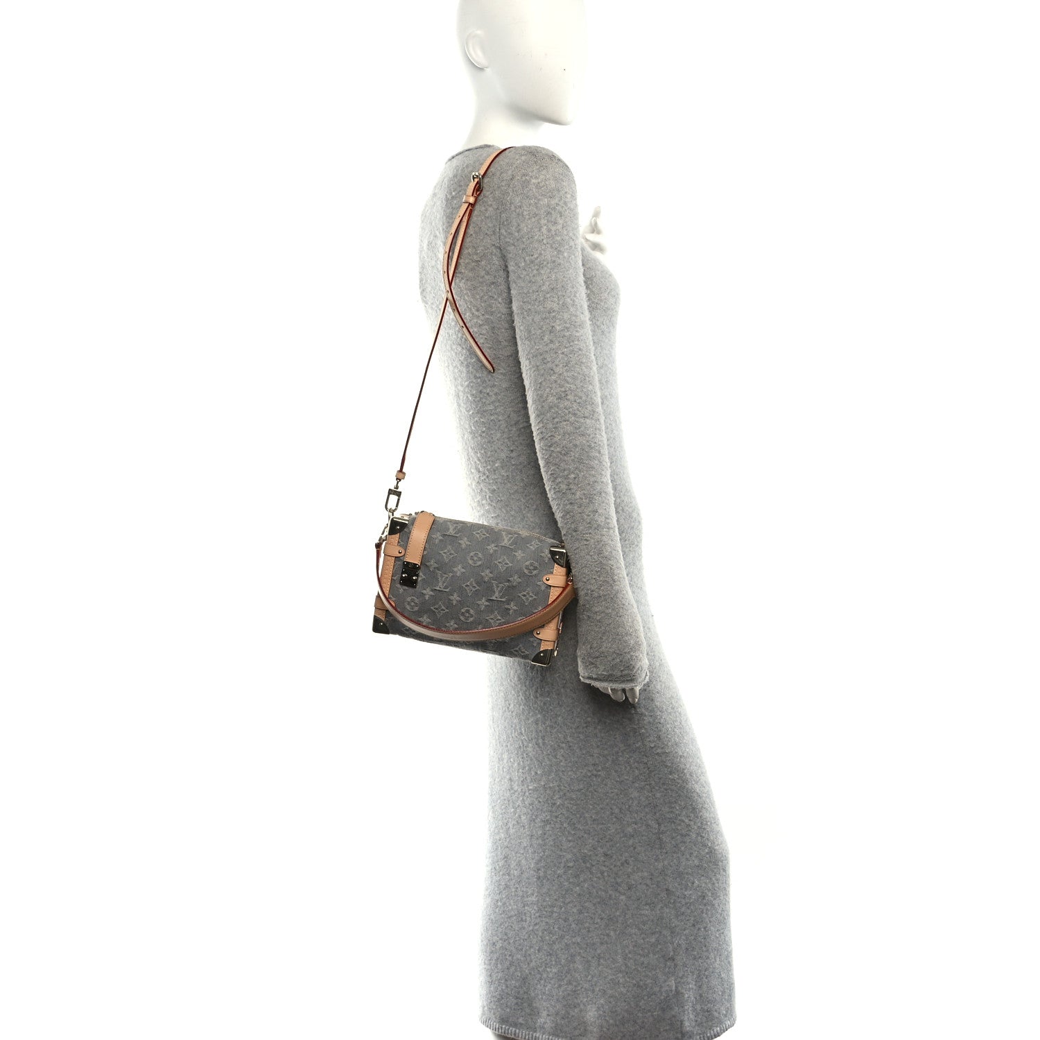 Louis Vuitton Monogram Denim Side Trunk MM Washed Gray 2 of 12