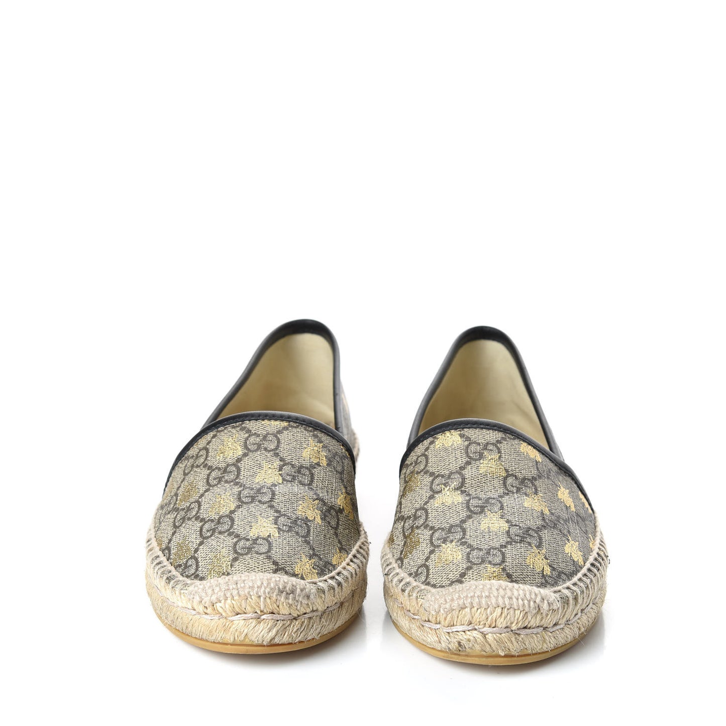 GG Supreme Monogram Bees Espadrille Flats 35.5 Beige Ebony Oro Black
