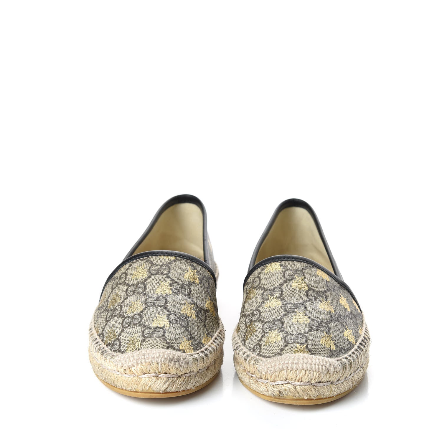 Gucci GG Supreme Monogram Bees Espadrille Flats 35.5 Beige Ebony Oro Black 3 of 11