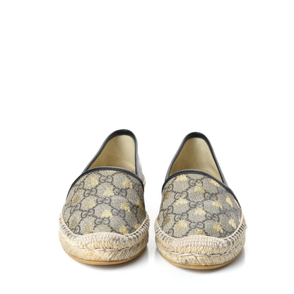 Gucci GG Supreme Monogram Bees Espadrille Flats 35.5 Beige Ebony Oro Black 3 of 11