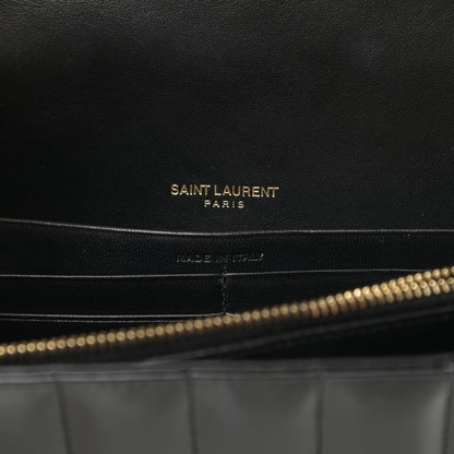 Saint Laurent Patent Matelasse Monogram Vicky Chain Bag Black 6 of 10
