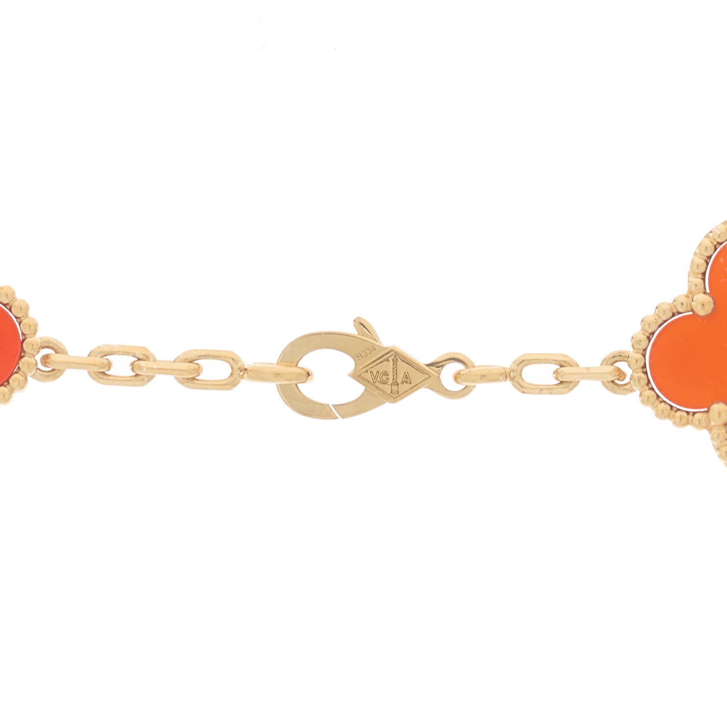 Van Cleef & Arpels 18K Yellow Gold Carnelian 10 Motifs Vintage Alhambra Necklace 4 of 6