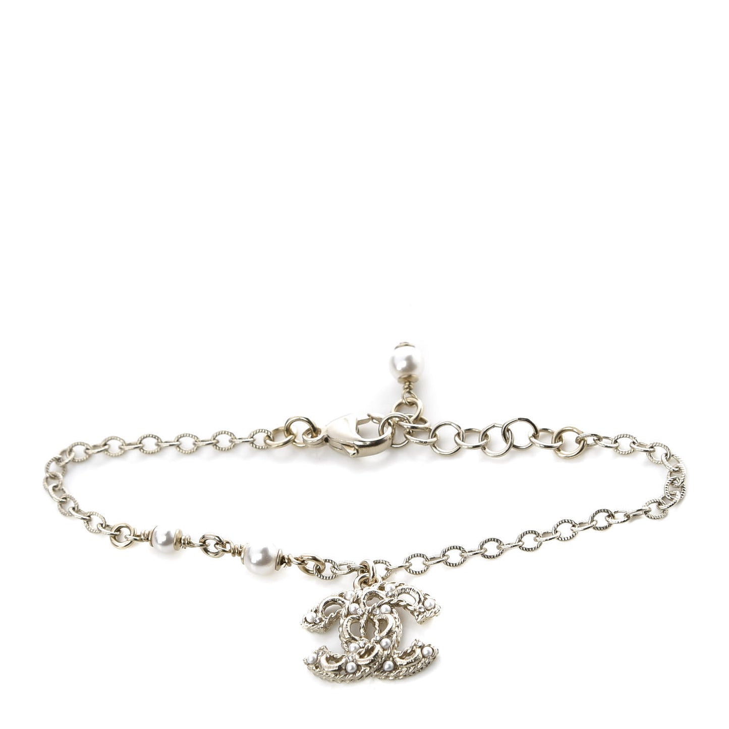 Pearl Crystal CC Bracelet Light Gold