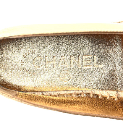 Chanel Laminated Lambskin Grosgrain CC Espadrilles 37 Gold Black 8 of 8
