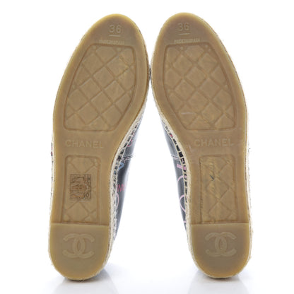 Chanel Lambskin Grosgrain Printed Espadrilles 36 Multicolor Black 5 of 10