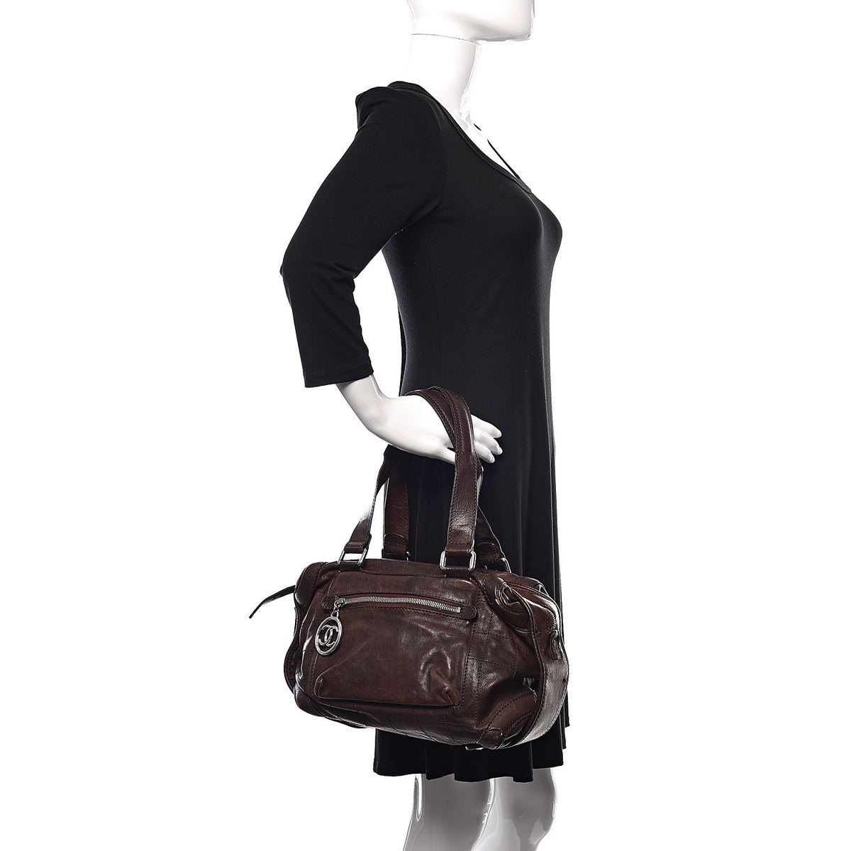 Calfskin Stitched Outdoor Ligne Bowler Brown