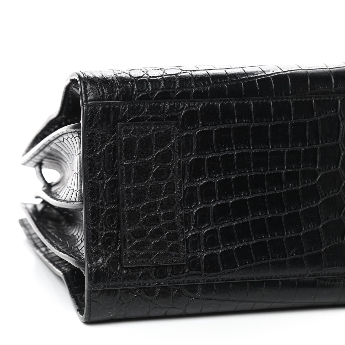 Calfskin Crocodile Embossed Small Supple Sac de Jour Black