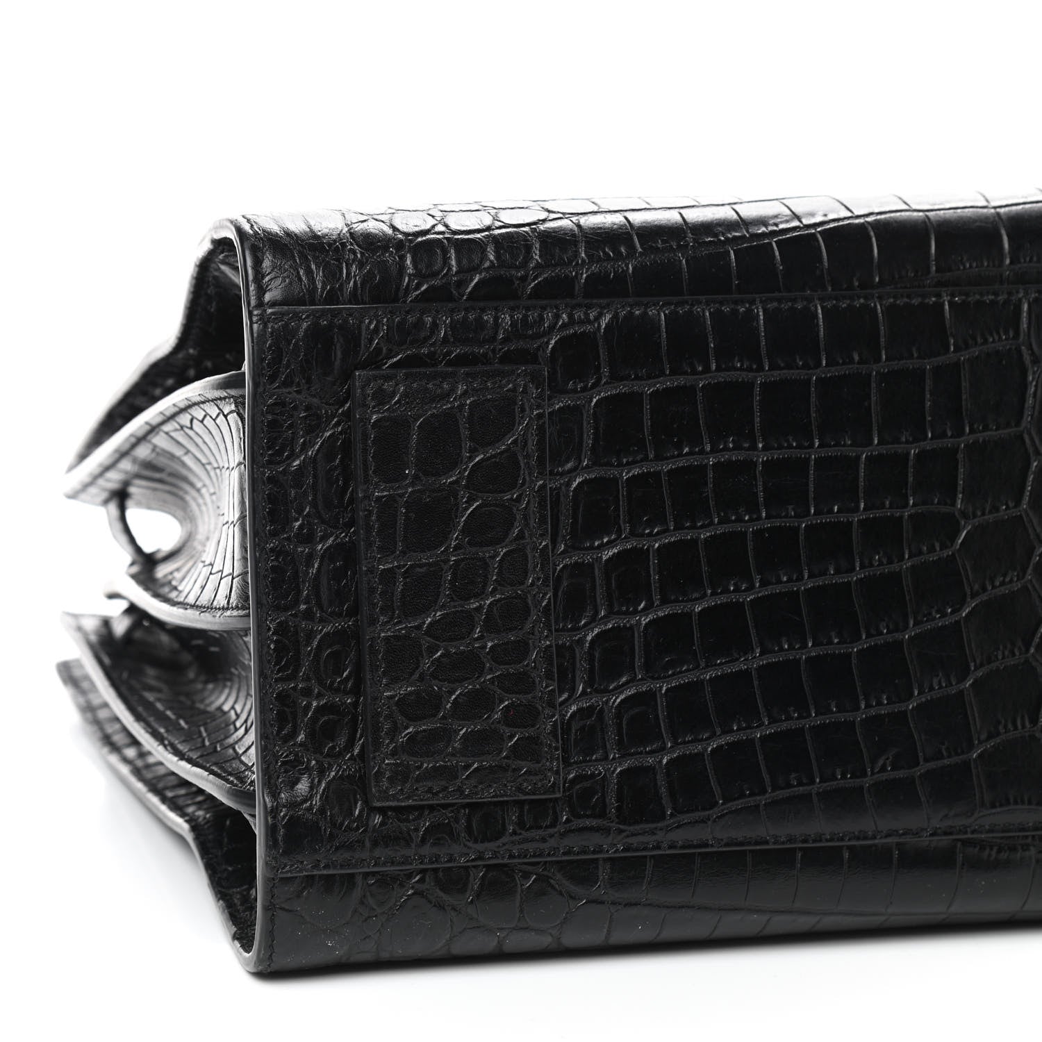 Saint Laurent Calfskin Crocodile Embossed Small Supple Sac de Jour Black 5 of 8