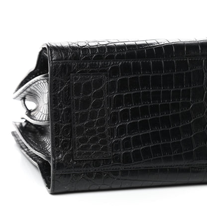 Saint Laurent Calfskin Crocodile Embossed Small Supple Sac de Jour Black 5 of 8