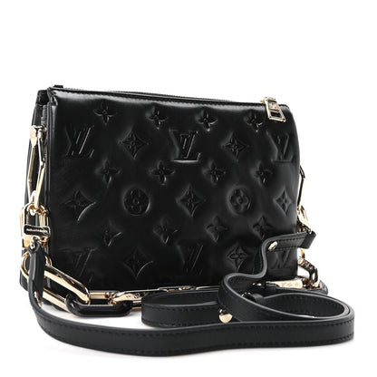 Louis Vuitton Lambskin Swarovski Crystal Embossed Monogram Coussin BB Black 3 of 9