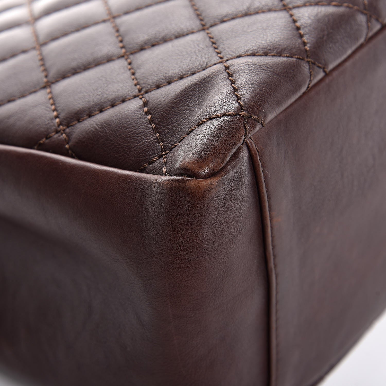 Chanel Calfskin Quilted Grand Shopping Tote GST Dark Brown 10 of 14