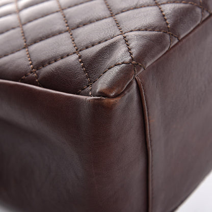 Chanel Calfskin Quilted Grand Shopping Tote GST Dark Brown 10 of 14