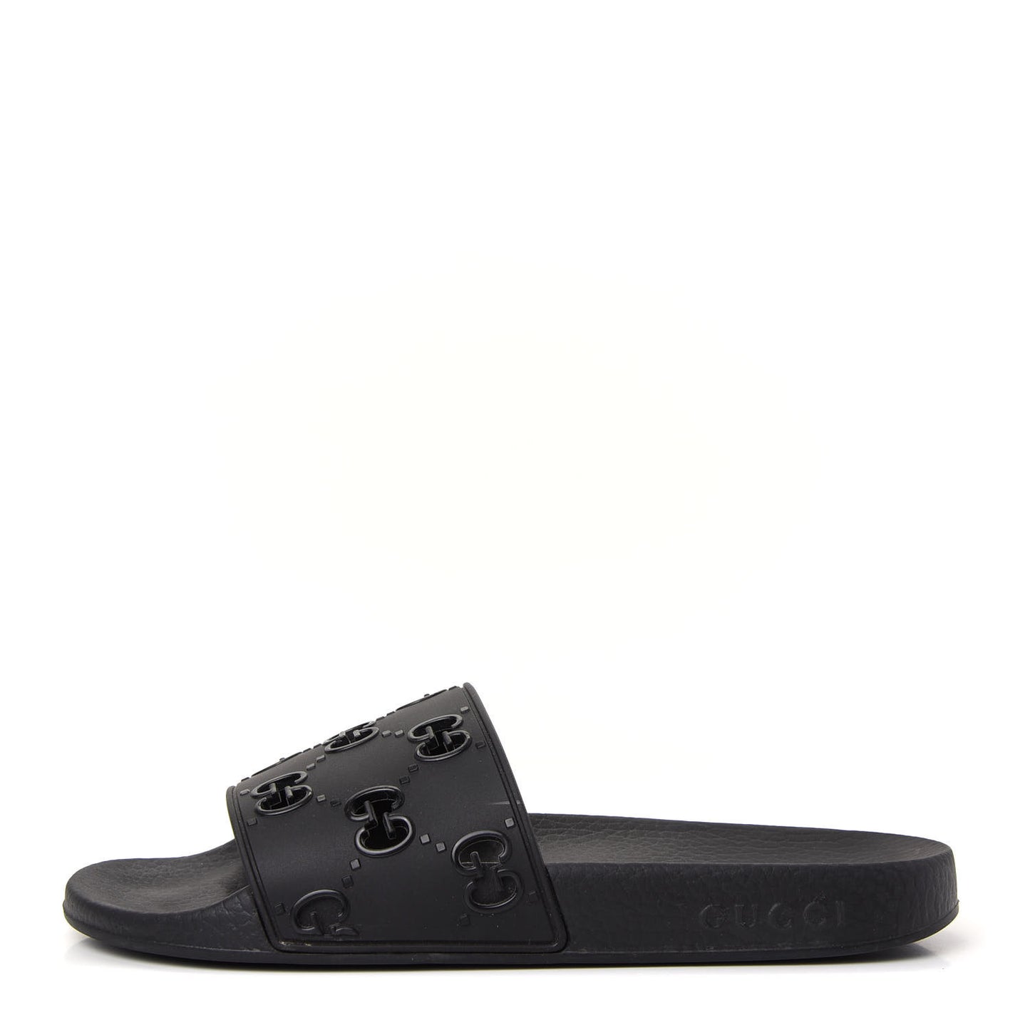 Rubber GG Monogram Perforated Womens Slide Sandals 39 Black