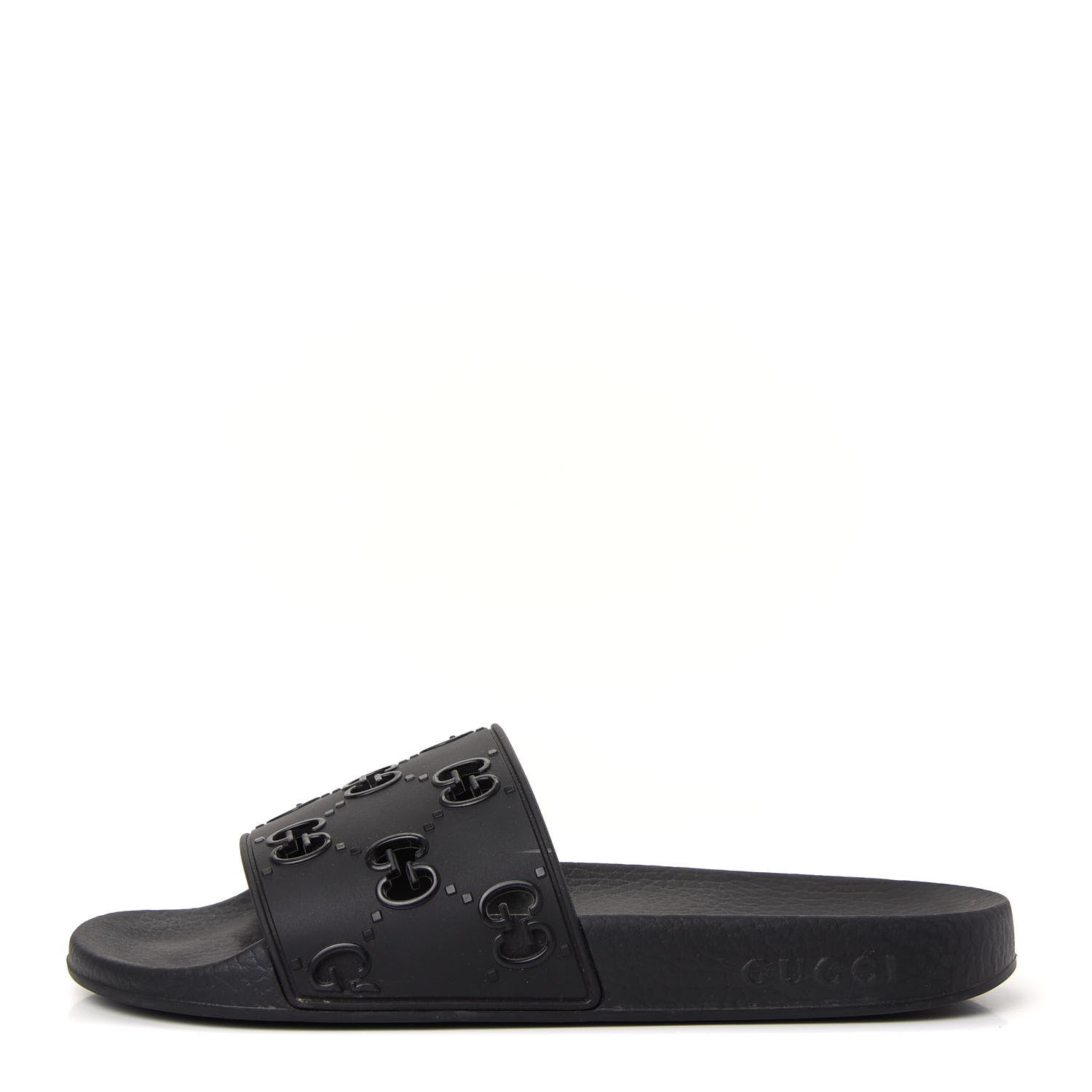 Gucci Rubber GG Monogram Perforated Womens Slide Sandals 39 Black 1 of 10