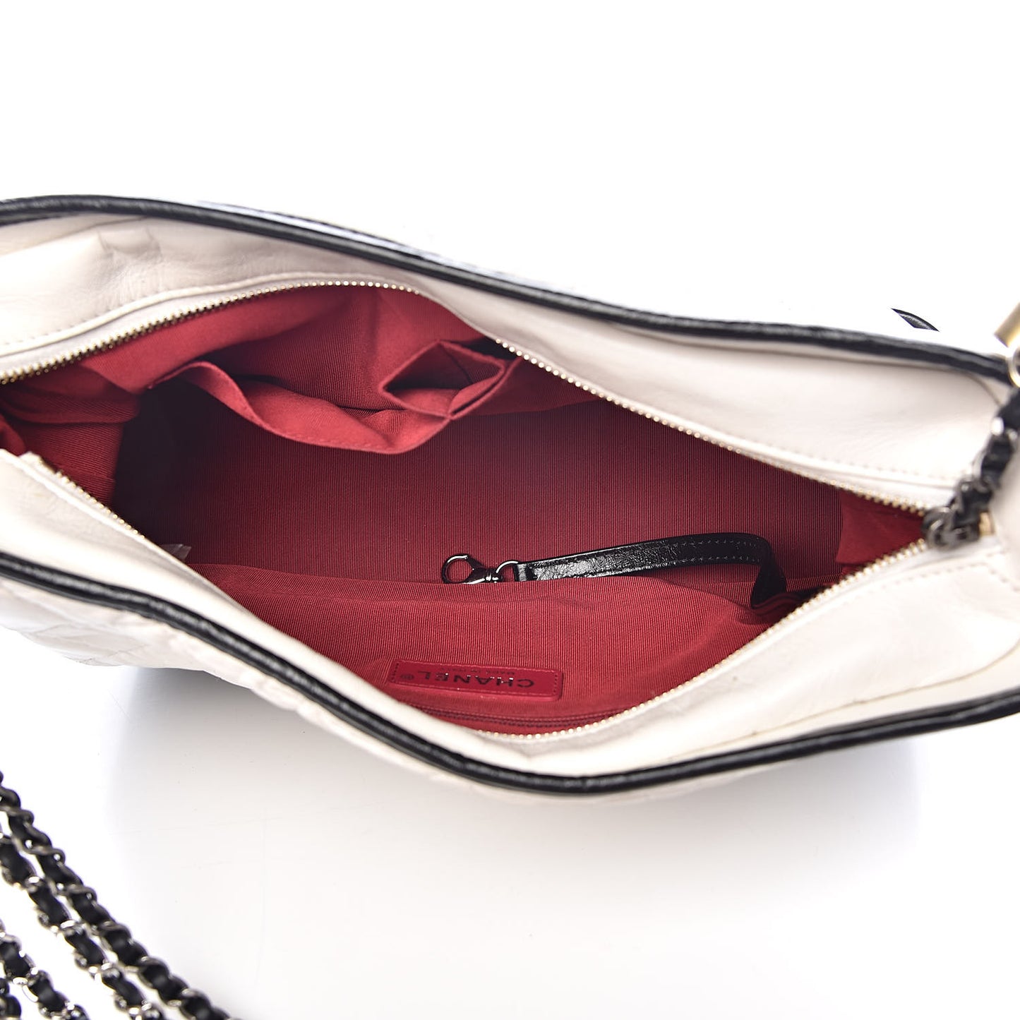 Aged Calfskin Quilted Medium Gabrielle Hobo Black White