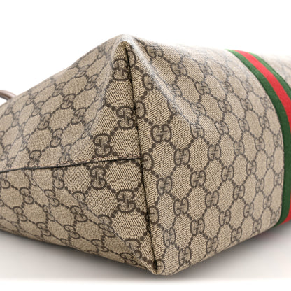 Gucci GG Supreme Monogram Textured Calfskin Web Medium Ophidia Shopping Tote Beige Ebony New Acero 9 of 11
