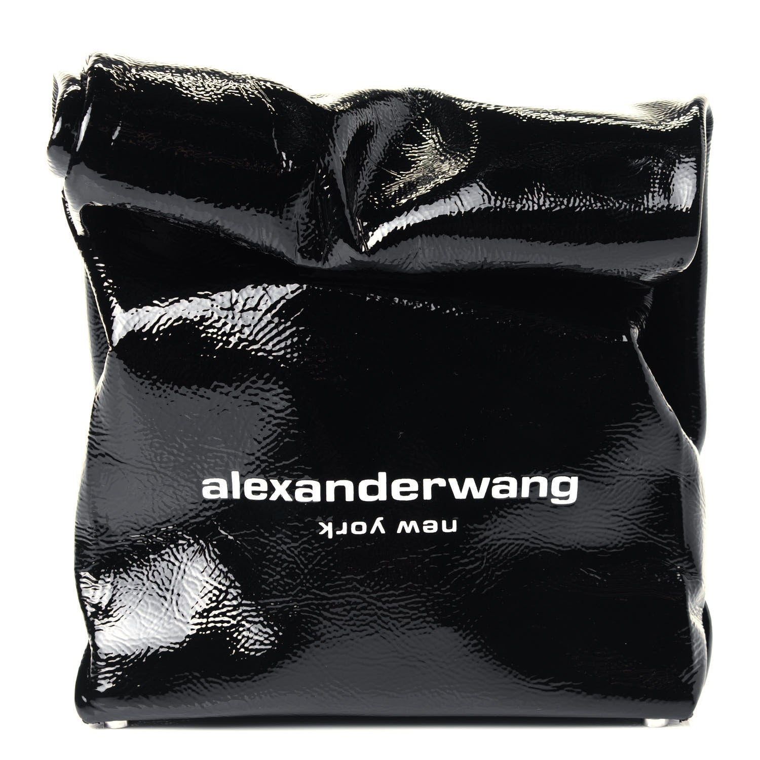 Alexander Wang Patent Lunch Bag Foldover Clutch Black 1 of 4