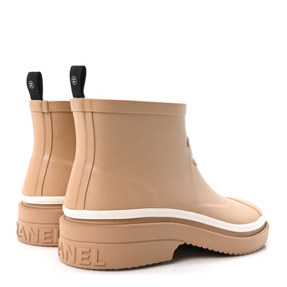 Chanel Rubber CC Short Rain Boots 39 Beige 5 of 10