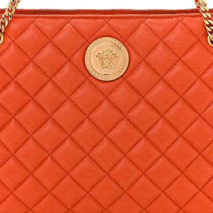 Versace Nappa Quilted Medusa Chain Shoulder Bag Dark Orange 7 of 9