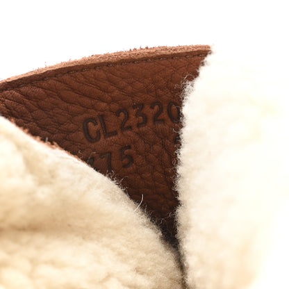 Hermes Suede Shearling Womens Hemisphere Ankle Boots 37.5 Brown 8 of 9