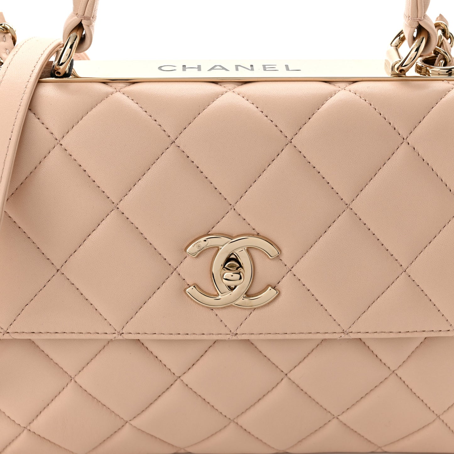 Lambskin Quilted Small Trendy CC Dual Handle Flap Bag Beige