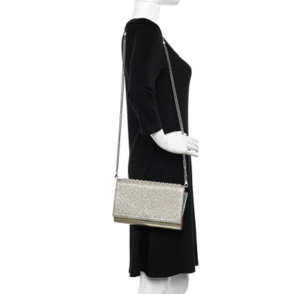 Christian Louboutin Metallic Glitter Patent Calfskin Spikes Boudoir Chain Wallet Silver 2 of 17