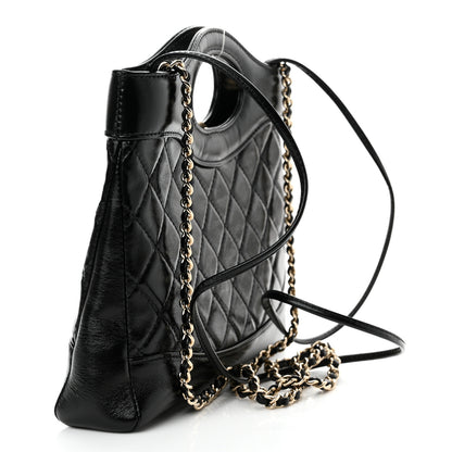 Chanel Shiny Lambskin Quilted Mini 31 Shopping Bag Black 3 of 10