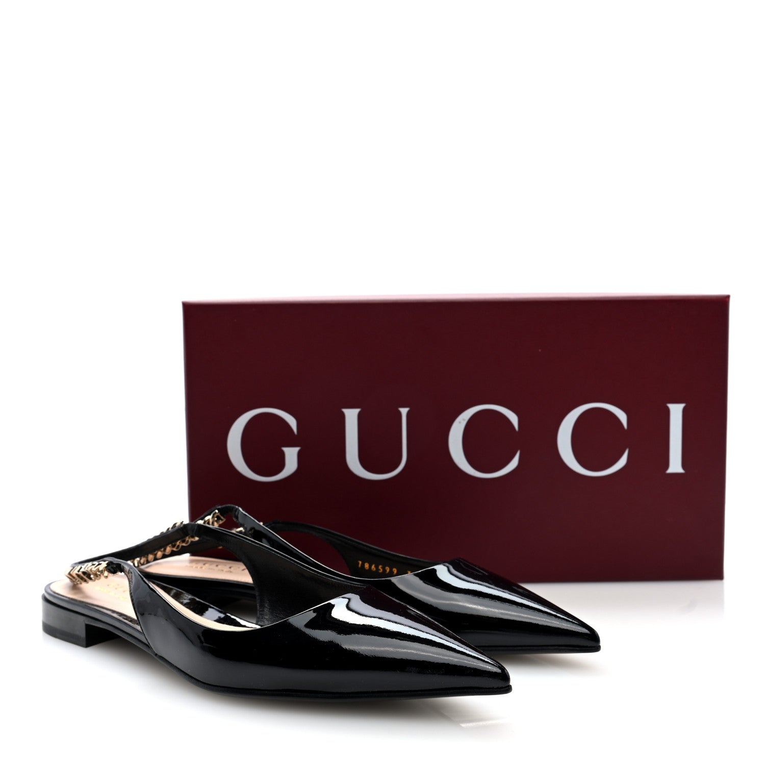 Gucci Patent Signoria Ballet Slingback Ballet Flat 37.5 Black 10 of 10