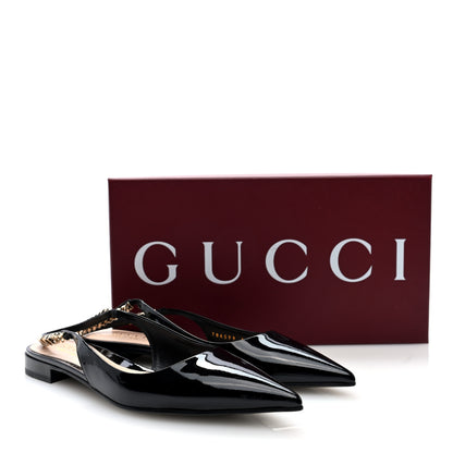 Gucci Patent Signoria Ballet Slingback Ballet Flat 37.5 Black 10 of 10