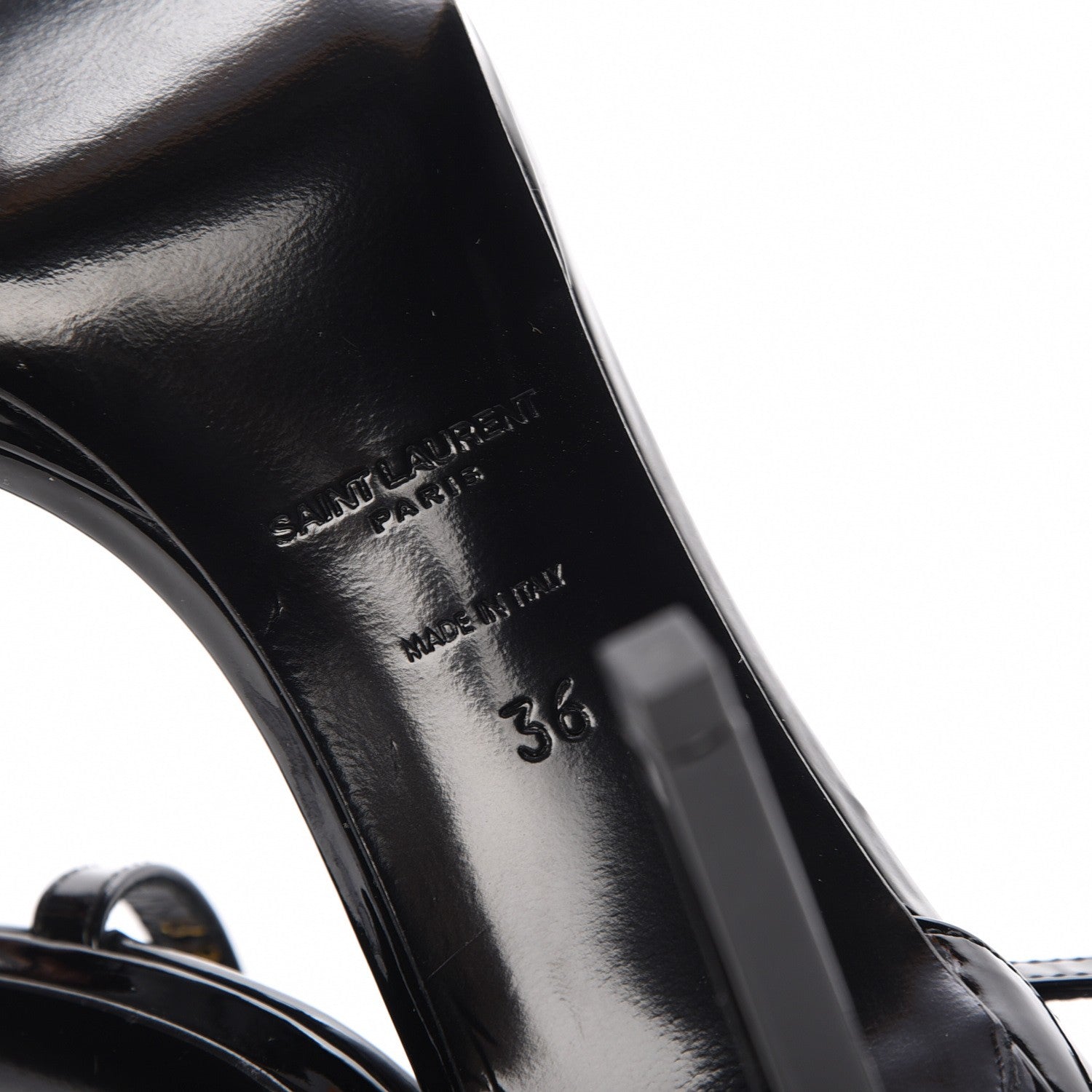 Saint Laurent Vitello Vernice Jane 80 Ankle Strap Sandals 36 Black 7 of 7